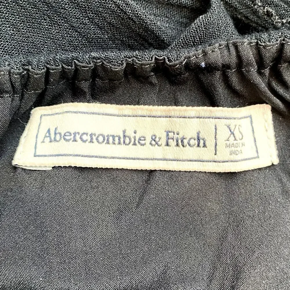 ABERCROMBIE FITCH Y2K Halter Lace Maxi Dress Black‎ XS Oversized Fairy Boho Goth